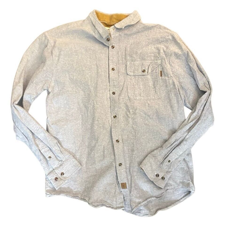 Dubinik button down collared shirt long sleeve creative version gray white tan X